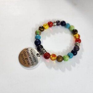 Teacher stone beaded rainbow  bracelet
